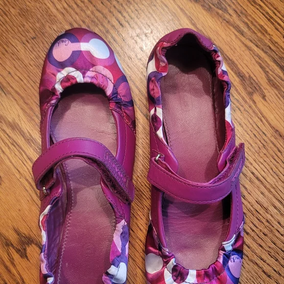 Coach CC Signature Pink Purple White Leather Fabric Ballet Flat… - Picture 2 of 8